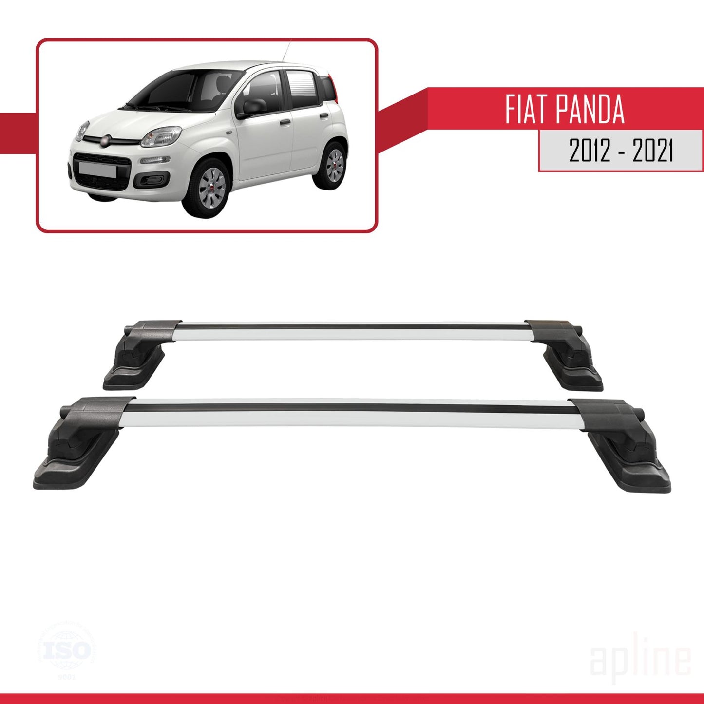 Compatibile con Fiat Panda (319) 2012-2021 ACE-3 Barre Portatutto Portapacchi Alluminio Grigio 2 Barre