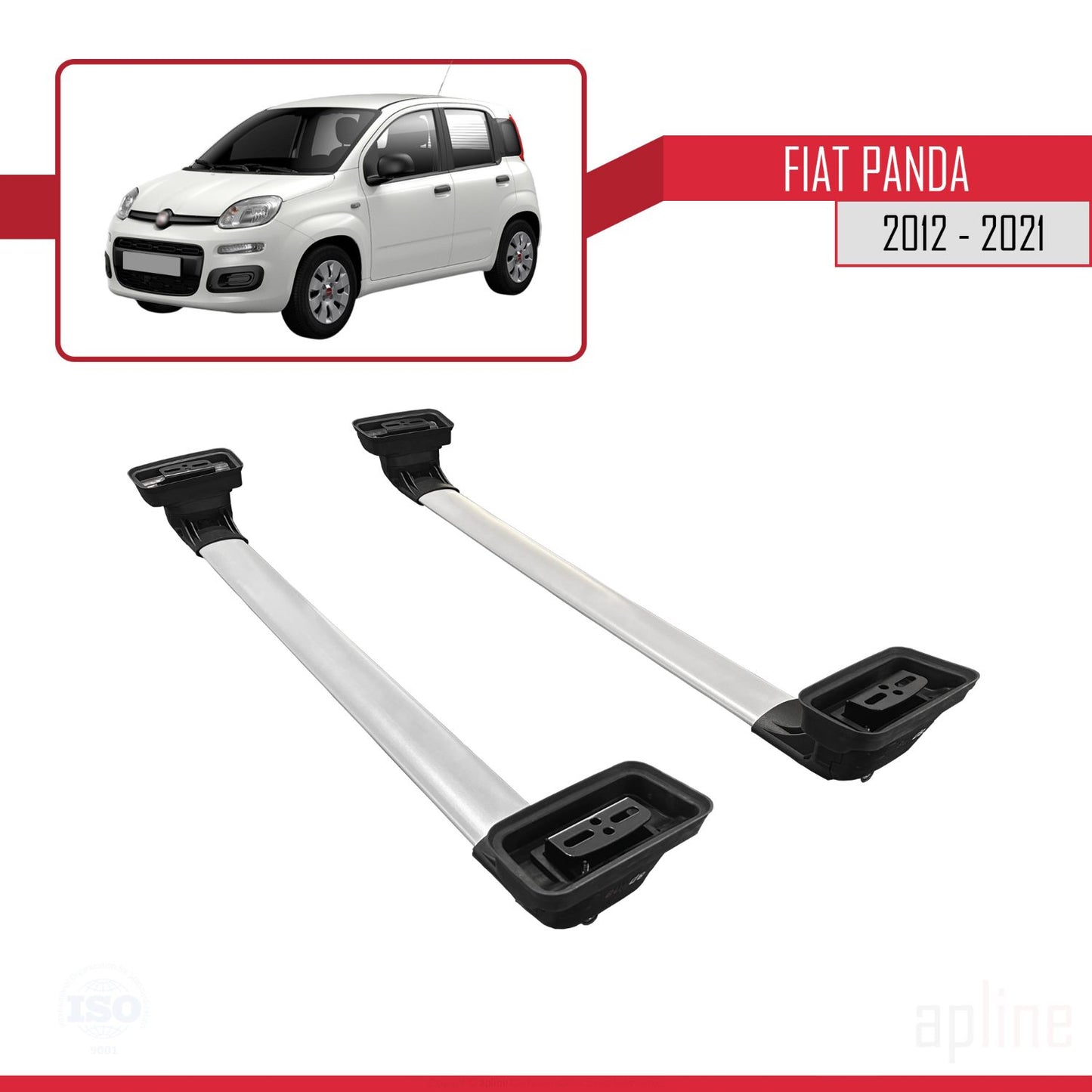 Compatibile con Fiat Panda (319) 2012-2021 ACE-3 Barre Portatutto Portapacchi Alluminio Grigio 2 Barre