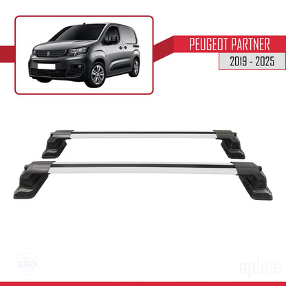 Compatible avec Peugeot Partner 2019-2025 ACE-3 Barres de Toit Railing Porte-Bagages de Voiture Gris Aluminium 2 Barres