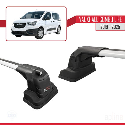 Compatible avec Vauxhall Combo Life 2019-2025 ACE-3 Barres de Toit Railing Porte-Bagages de Voiture Gris Aluminium 2 Barres