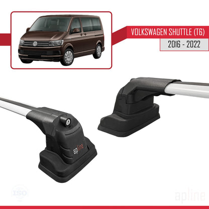 Compatible avec Volkswagen Shuttle (T6) 2016-2022 ACE-3 Barres de Toit Railing Porte-Bagages de Voiture Gris Aluminium 2 Barres