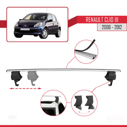 Compatible con Renault Clio 3 2006-2012 ACE-4 Barras de Techo Auto Portaequipajes Barras Transversales Gris Aluminio 2 Barras
