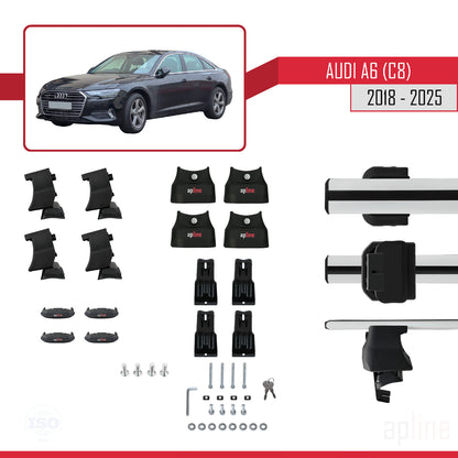Compatibile con A6 (C8) 2018-2025 ACE-4 Barre portatutto per auto Portapacchi Alluminio grigio 2 barre