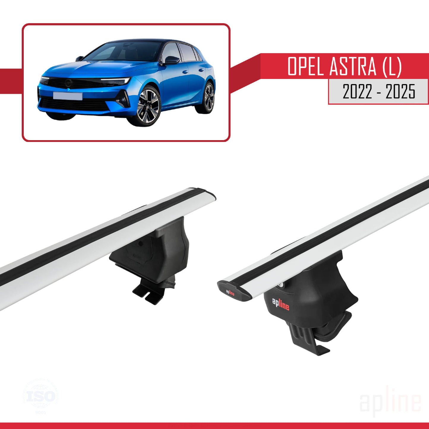 Compatible avec Opel Astra L (C02) 2022-2025 ACE-4 Barres de Toit Railing Porte-Bagages de Voiture Gris Aluminium 2 Barres
