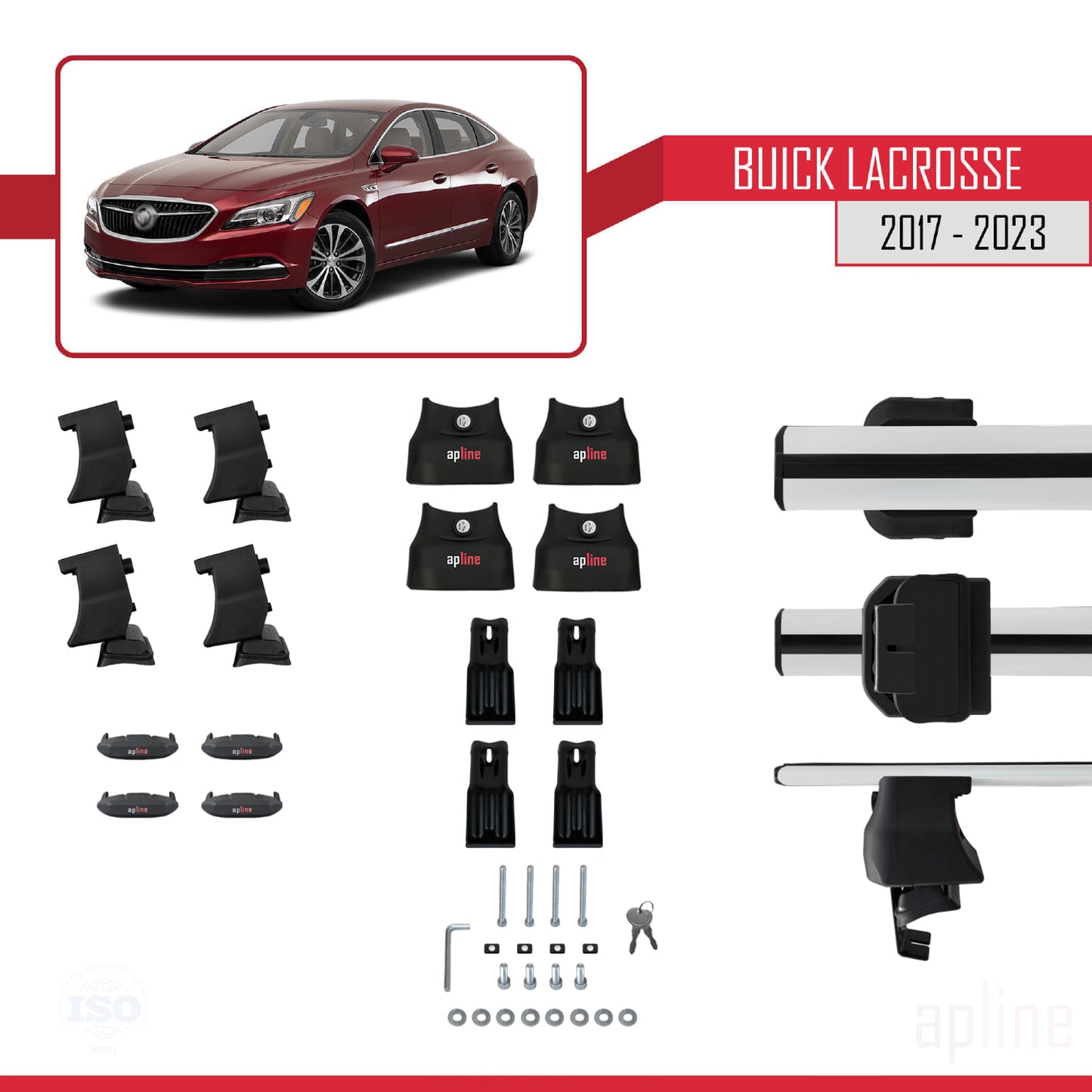 Compatibile con Buick LaCrosse 2017-2023 ACE-4 Barre portatutto per auto in alluminio grigio 2 barre