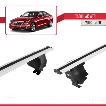 Kompatibel mit Cadillac ATS 2013-2019 ACE-4 Dachgepäckträger, Reling, Gepäckträger, graues Aluminium, 2 Stangen