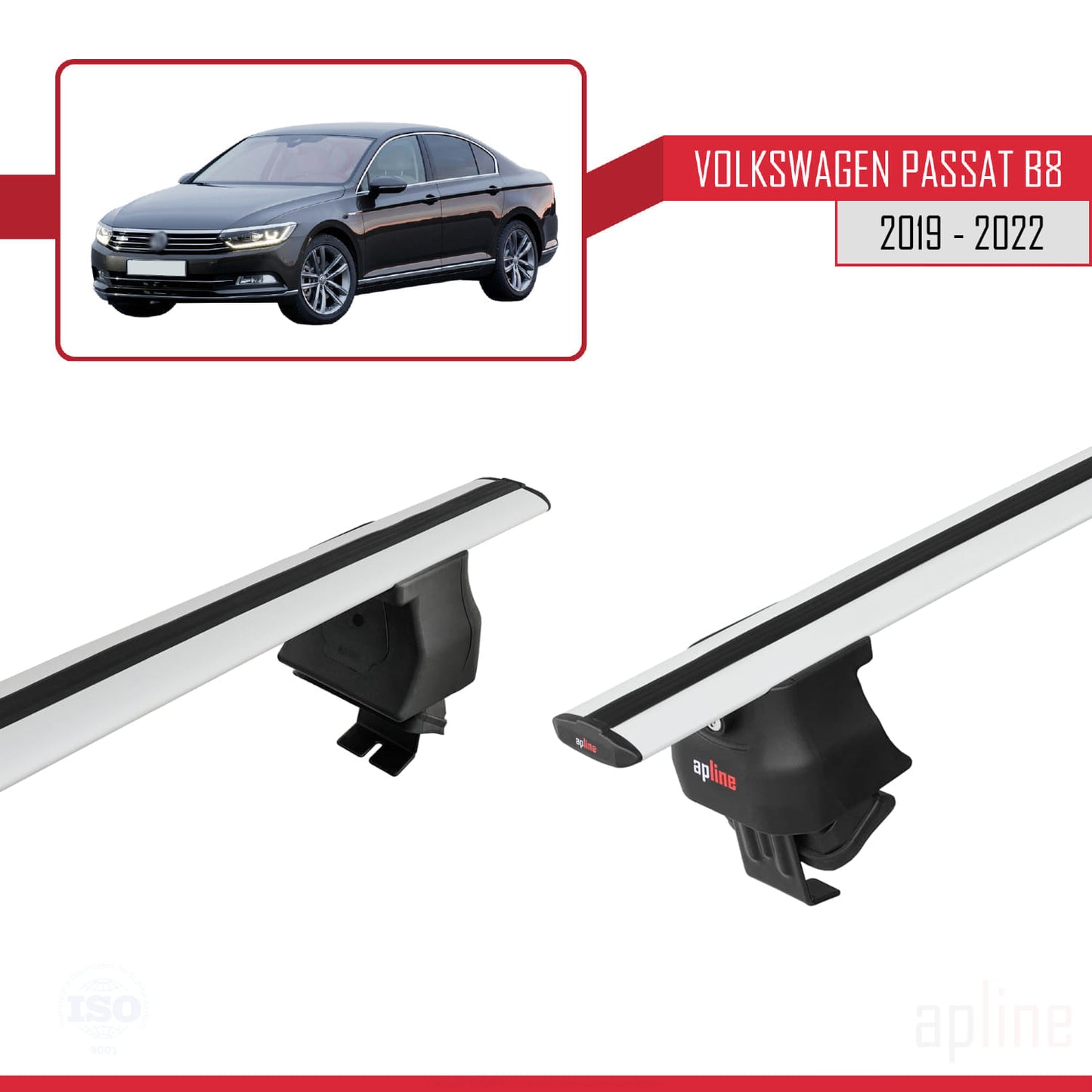 Compatible avec Volkswagen Passat B8 (3G) Post-Facelift 2019-2022 ACE-4 Barres de Toit Railing Porte-Bagages de Voiture Gris Aluminium 2 Barres