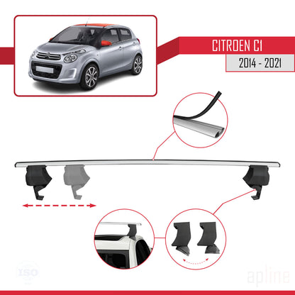 Compatibile con Citroen C1 (AB40) 2014-2021 ACE-4 Barre portatutto per auto Portapacchi in alluminio grigio 2 barre