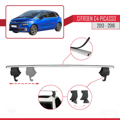 Compatibile con Citroen C4 Picasso 2 2013-2018 ACE-4 Barre portatutto per auto Portapacchi in alluminio grigio 2 barre