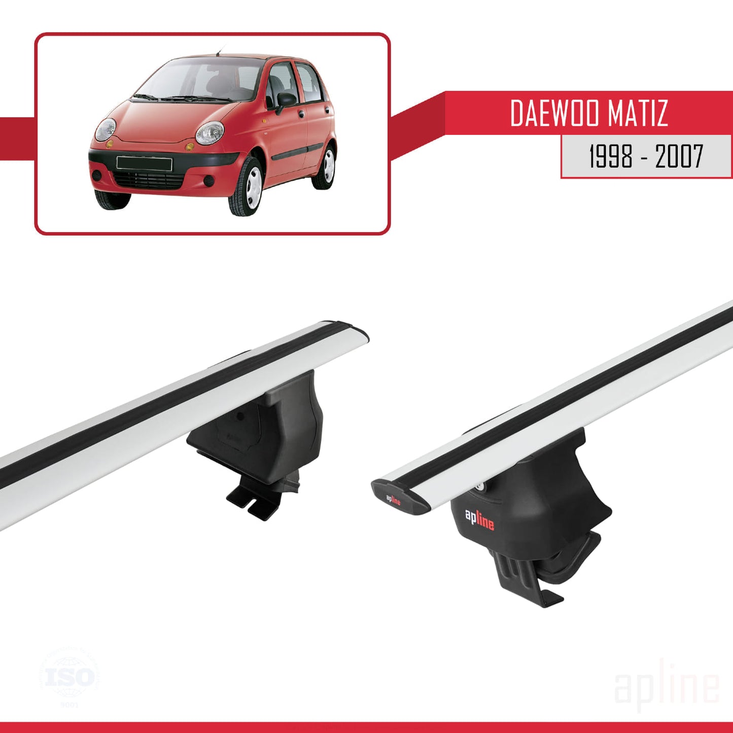 Compatibile con Daewoo Matiz 1998-2007 ACE-4 Barre portatutto per auto Portapacchi in alluminio grigio 2 barre