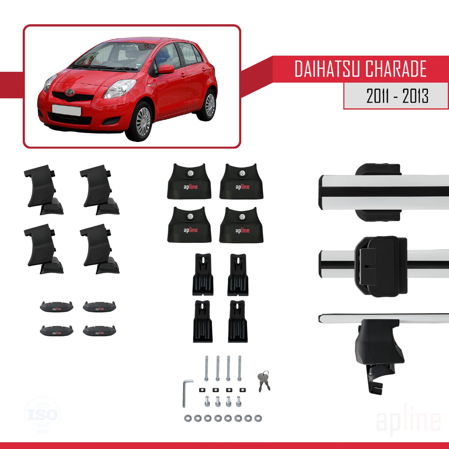 Compatibile con Daihatsu Charade 2011-2013 ACE-4 Barre portatutto per auto Portapacchi Alluminio grigio 2 barre