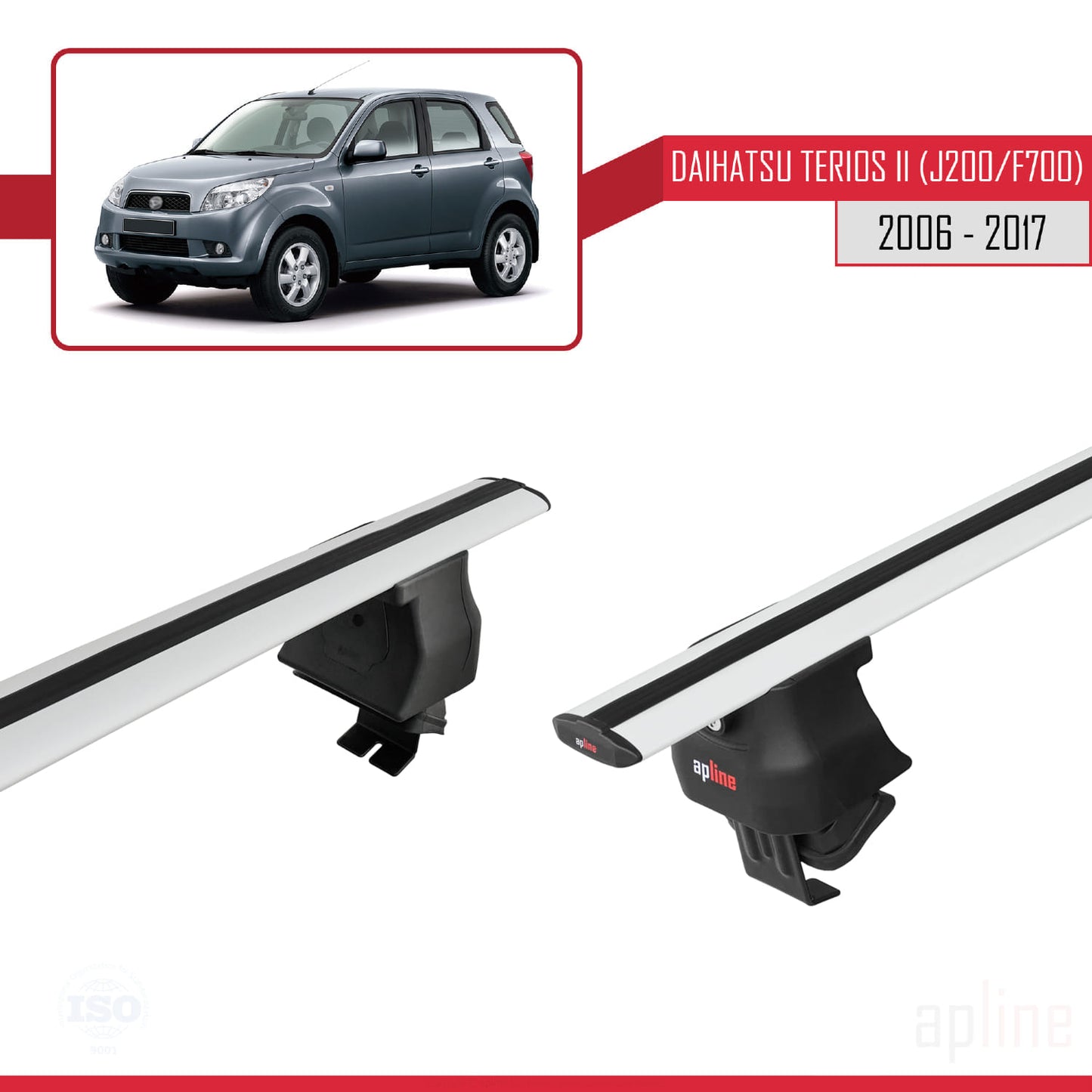 Compatibile con Daihatsu Terios 2 (J200/F700) 2006-2017 ACE-4 Barre portatutto per auto Portapacchi in alluminio grigio 2 barre