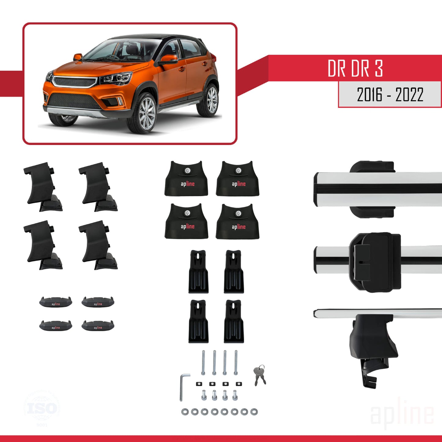 Compatibile con DR DR3 2016-2022 ACE-4 Barre portatutto per auto Portapacchi in alluminio grigio 2 barre