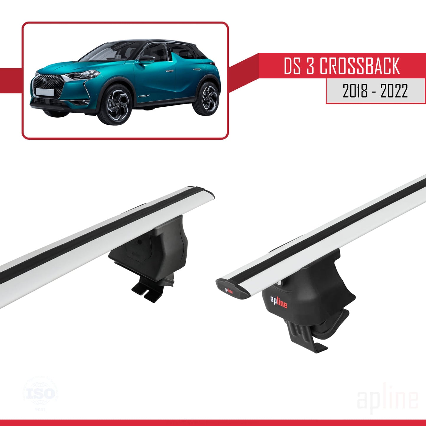 Compatibile con DS 3 Crossback 2018-2022 ACE-4 Barre portatutto per auto Portapacchi in alluminio grigio 2 barre