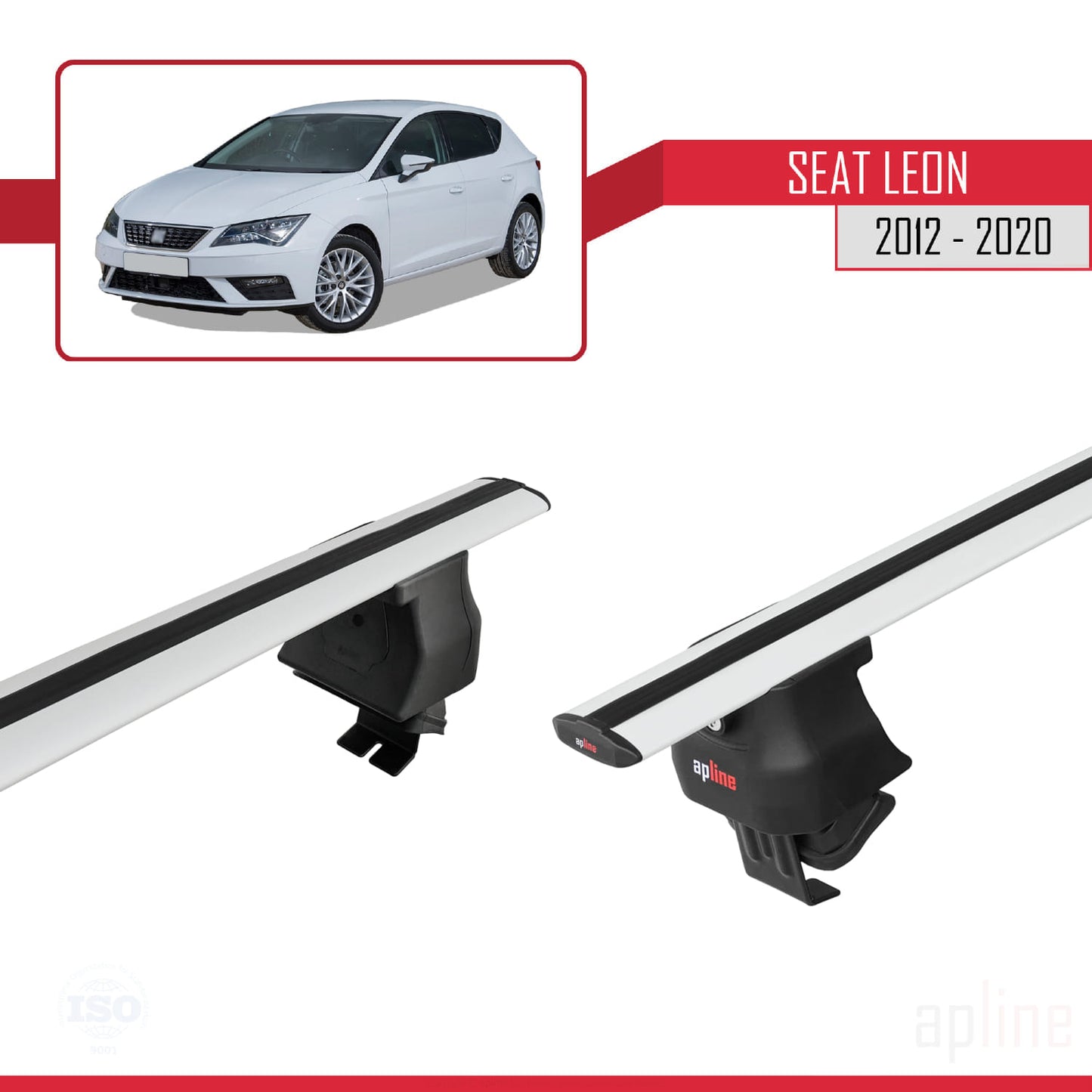Compatible con Seat Leon 3 (5F) 2012-2020 ACE-4 Barras de Techo Auto Portaequipajes Barras Transversales Gris Aluminio 2 Barras