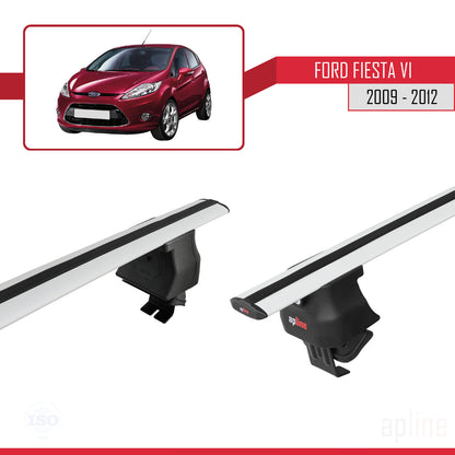 Compatible avec Ford Fiesta 6 Pre-Facelift 2009-2012 ACE-4 Barres de Toit Railing Porte-Bagages de Voiture Gris Aluminium 2 Barres