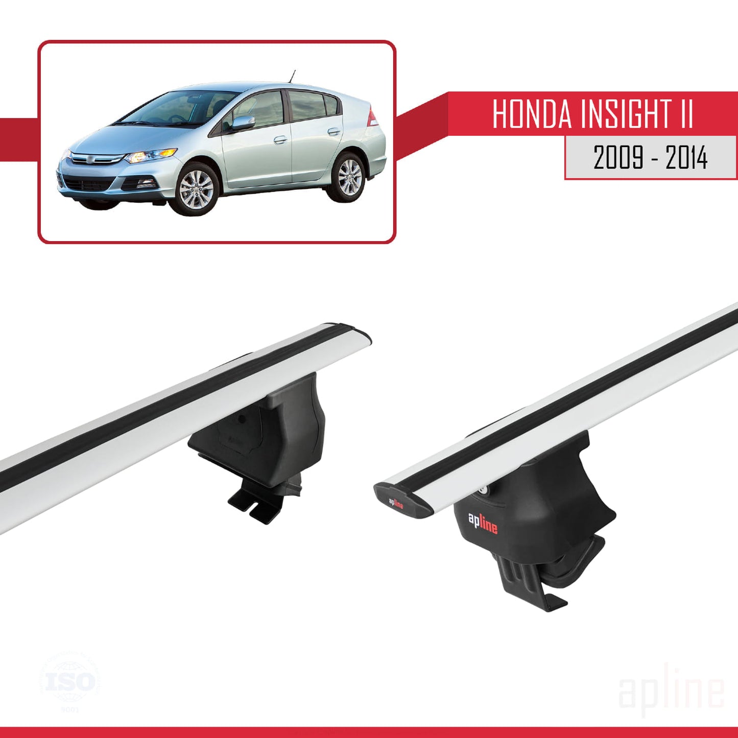 Compatible avec Honda Insight 2 (ZE2) 2009-2014 ACE-4 Barres de Toit Railing Porte-Bagages de Voiture Gris Aluminium 2 Barres