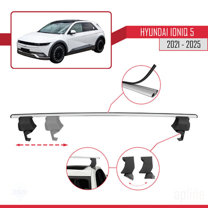 Compatible avec Hyundai Ioniq 5 (NE) 2021-2025 ACE-4 Barres de Toit Railing Porte-Bagages de Voiture Gris Aluminium 2 Barres