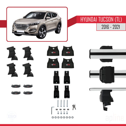 Compatible avec Hyundai Tucson 3 (TL) 2016-2021 ACE-4 Barres de Toit Railing Porte-Bagages de Voiture Gris Aluminium 2 Barres