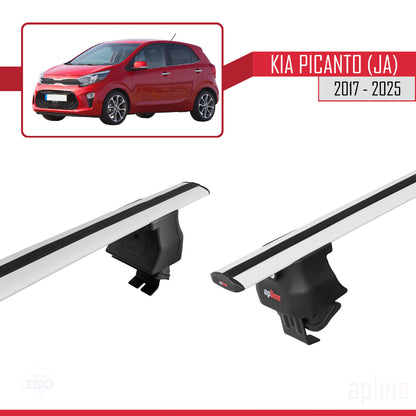Compatible with Kia Picanto 3 (JA) 2017-2025 ACE-4 Car Roof Rack Cross Bar Grey Aluminium 2 Bars