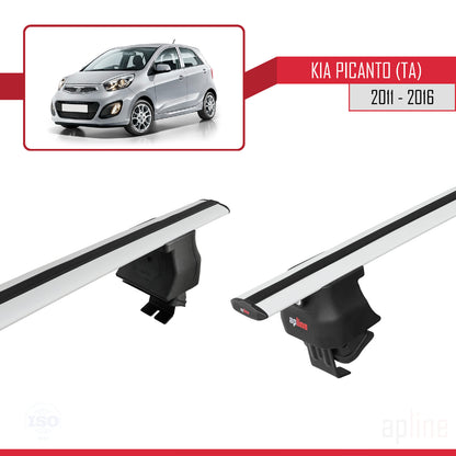 Compatible with Kia Picanto 2 (TA) 2011-2016 ACE-4 Car Roof Rack Cross Bar Grey Aluminium 2 Bars
