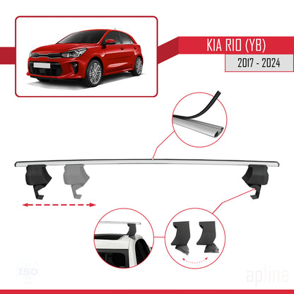 Compatible with Kia Rio 4 (YB) HB 2017-2023 ACE-4 Car Roof Rack Cross Bar Grey Aluminium 2 Bars