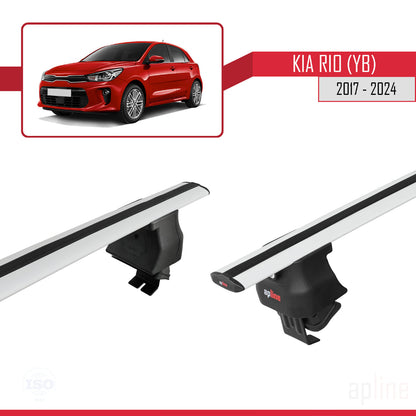 Compatible with Kia Rio 4 (YB) HB 2017-2023 ACE-4 Car Roof Rack Cross Bar Grey Aluminium 2 Bars
