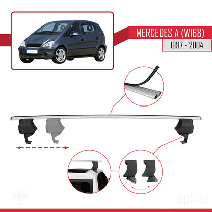 Compatible con Mercedes Clase A (W168) 1997-2004 ACE-4 Barras de Techo Auto Portaequipajes Barras Transversales Gris Aluminio 2 Barras