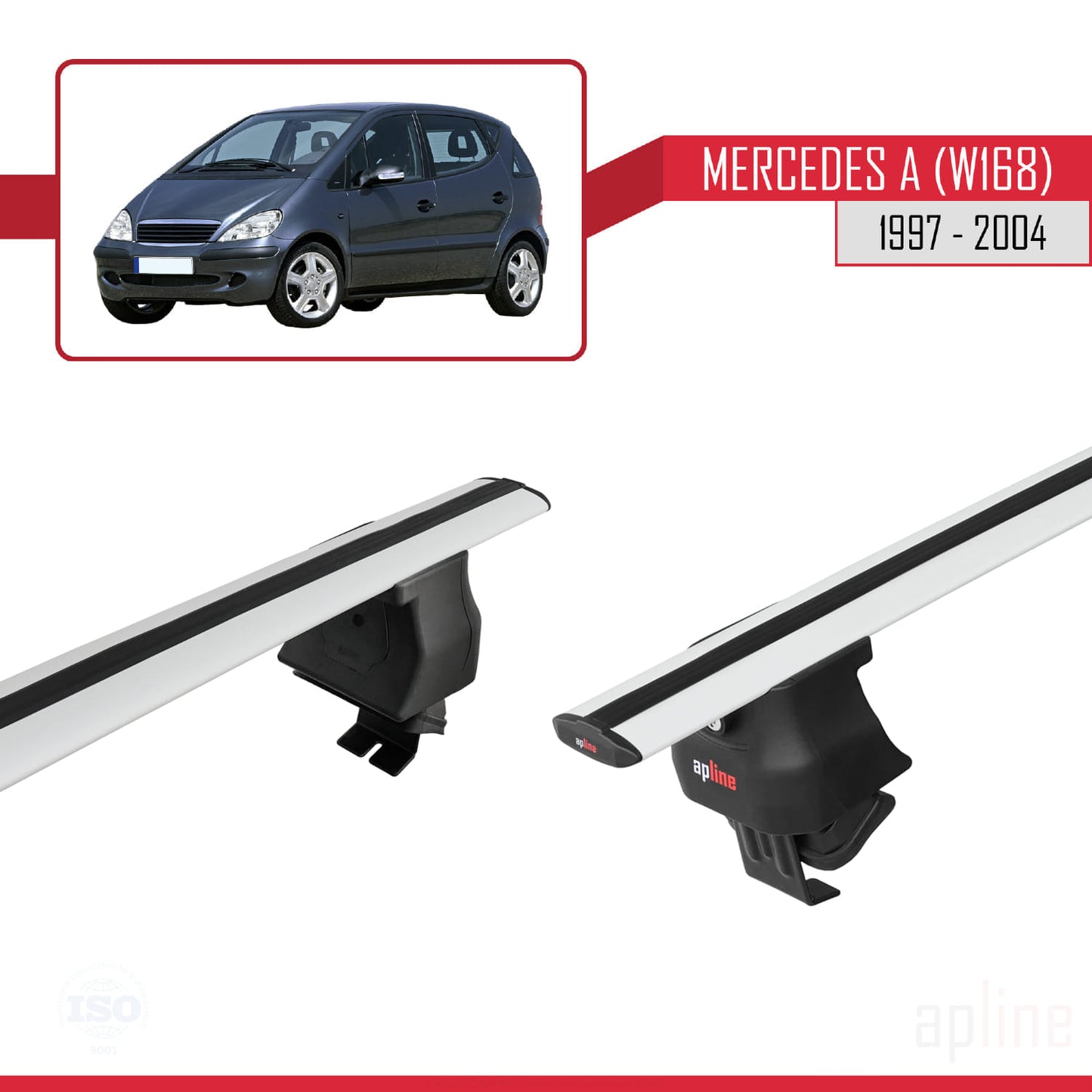 Compatible con Mercedes Clase A (W168) 1997-2004 ACE-4 Barras de Techo Auto Portaequipajes Barras Transversales Gris Aluminio 2 Barras