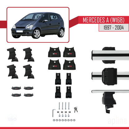 Compatible con Mercedes Clase A (W168) 1997-2004 ACE-4 Barras de Techo Auto Portaequipajes Barras Transversales Gris Aluminio 2 Barras