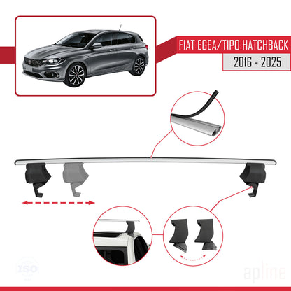 Compatibile con Fiat Egea HB 2016-2025 ACE-4 Barre Portatutto Railing Portapacchi Auto Alluminio Grigio 2 Barre
