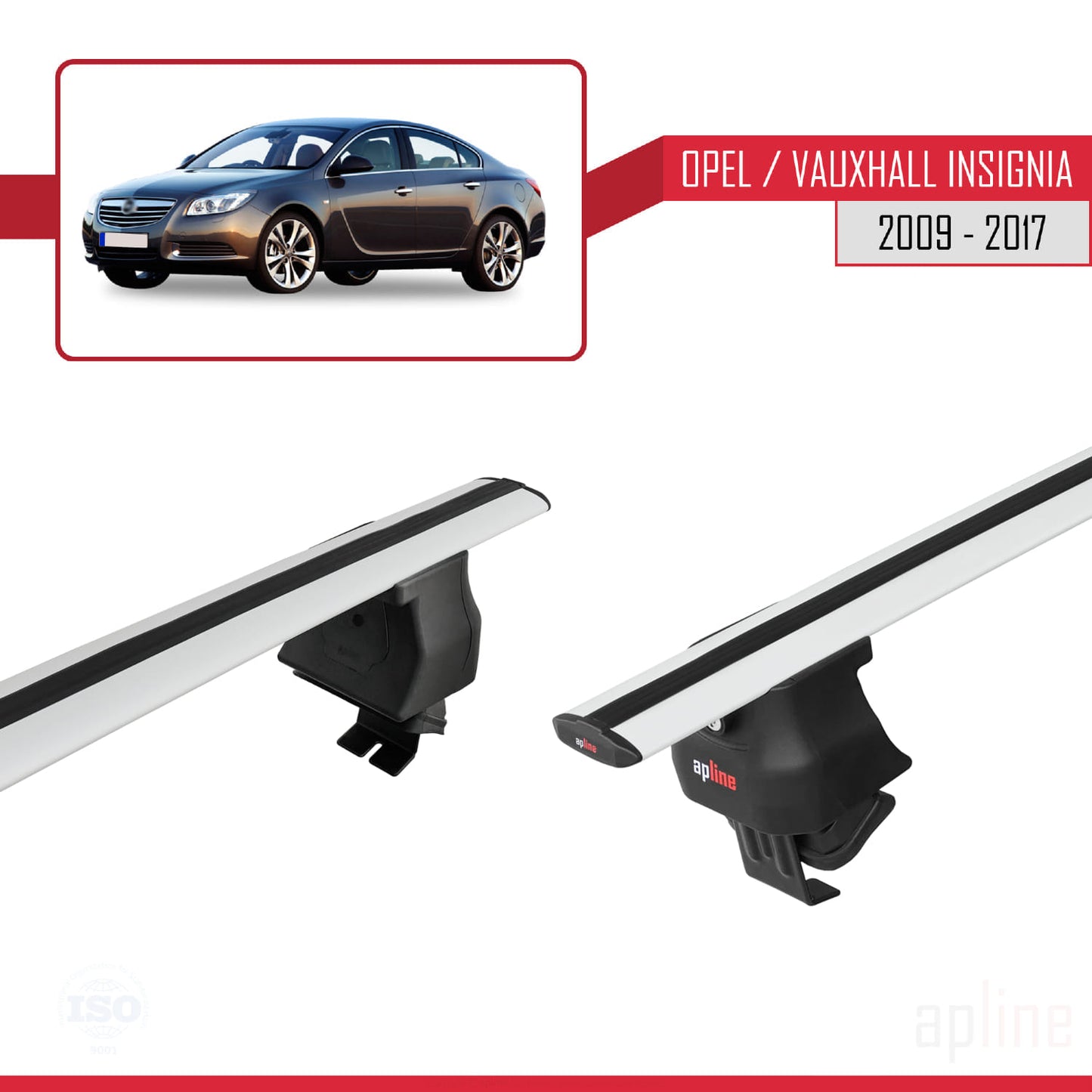 Compatible with Opel/Vauxhall Insignia 2009-2017 ACE-4 Car Roof Rack Cross Bar Grey Aluminium 2 Bars