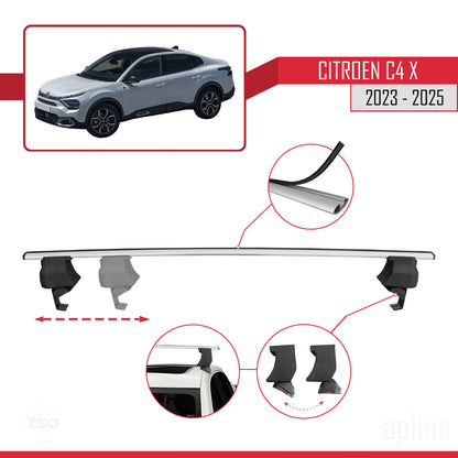 Compatibile con Citroen C4X 2023-2025 ACE-4 Barre portatutto per auto Portapacchi in alluminio grigio 2 barre
