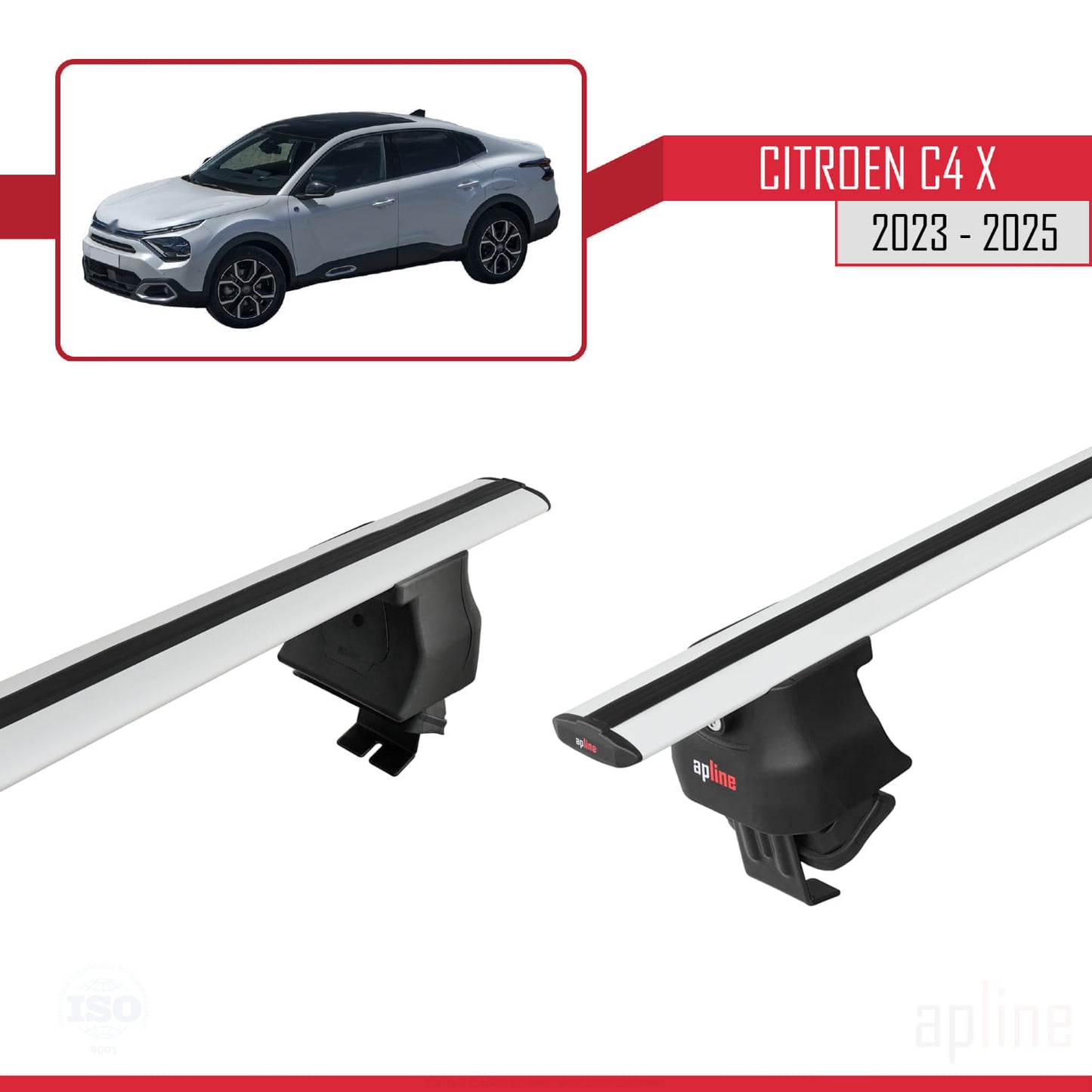 Compatibile con Citroen C4X 2023-2025 ACE-4 Barre portatutto per auto Portapacchi in alluminio grigio 2 barre