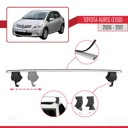 Compatible with Toyota Auris (E150) 2006-2012 ACE-4 Car Roof Rack Cross Bar Grey Aluminium 2 Bars