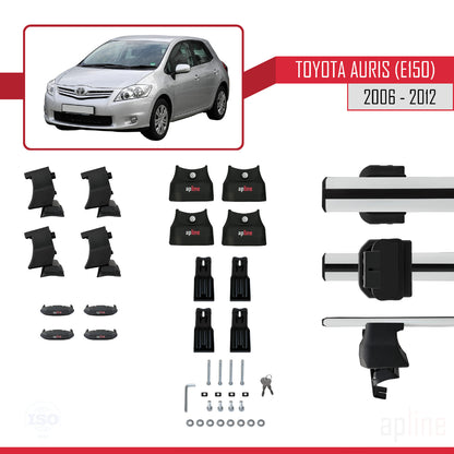 Compatible with Toyota Auris (E150) 2006-2012 ACE-4 Car Roof Rack Cross Bar Grey Aluminium 2 Bars