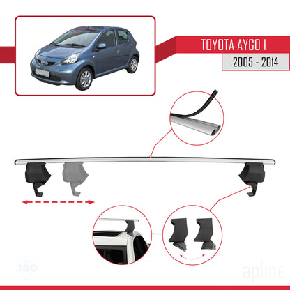 Compatible with Toyota Aygo 2005-2014 ACE-4 Car Roof Rack Cross Bar Grey Aluminium 2 Bars