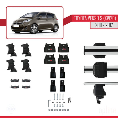 Compatible avec Toyota Verso S (XP120) 2011-2017 ACE-4 Barres de Toit Railing Porte-Bagages de Voiture Gris Aluminium 2 Barres