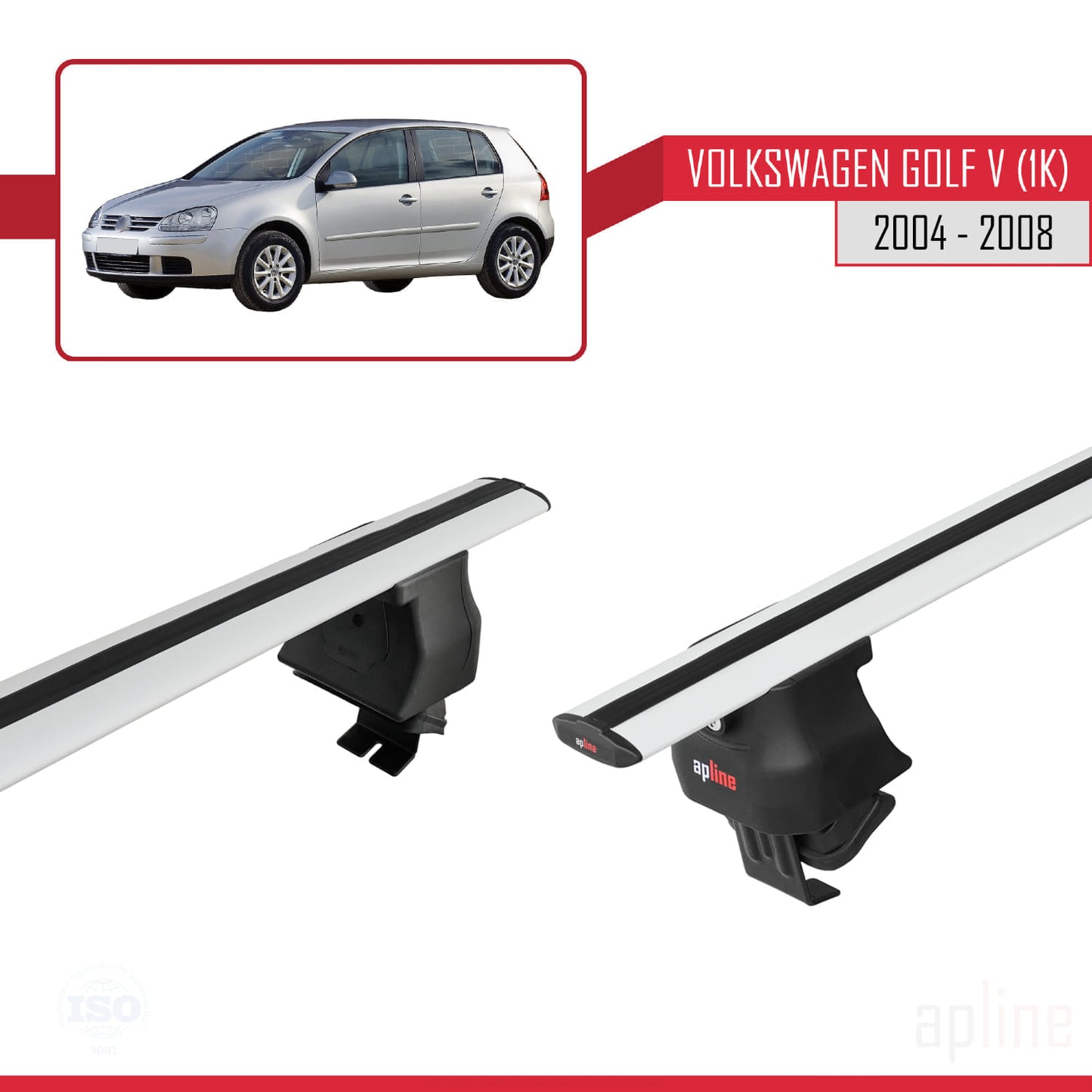 Compatible avec Volkswagen Golf 5 (1K) 2004-2008 ACE-4 Barres de Toit Railing Porte-Bagages de Voiture Gris Aluminium 2 Barres