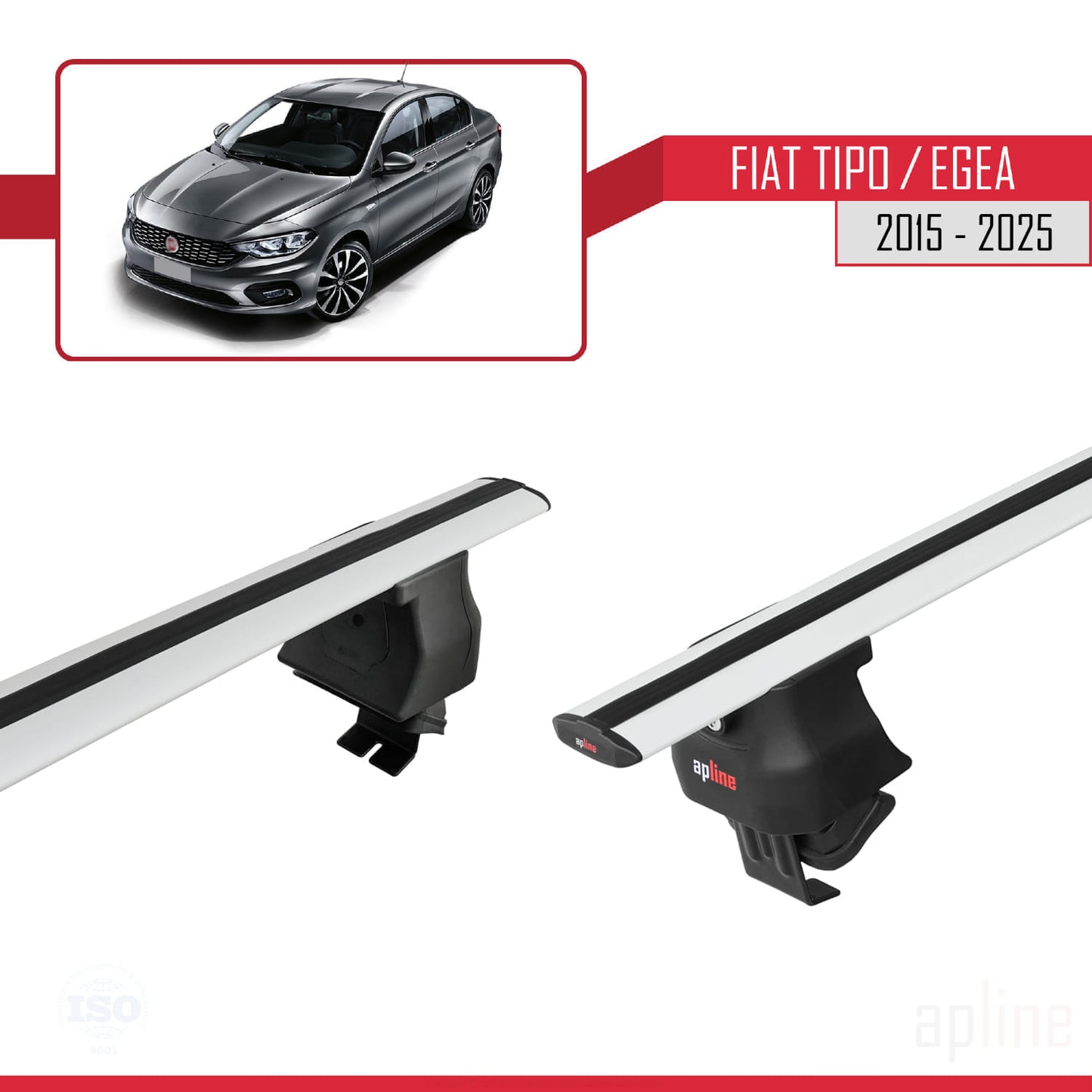Compatibile con Fiat Egea Sedan 2015-2025 ACE-4 Barre Portatutto Portapacchi Auto Alluminio Grigio 2 Barre