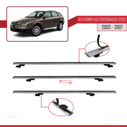 Compatible avec Alfa Romeo 156 (T932) Crosswagon 2003-2007 BASIC Model Barres de Toit Railing Porte-Bagages de Voiture Gris Aluminium 2 Barres