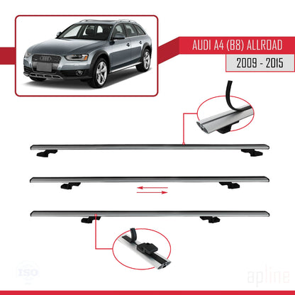 Kompatibel mit A4 (B8) Allroad 2009-2015 Basismodell Dachgepäckträger, graues Aluminium, 2 Stangen