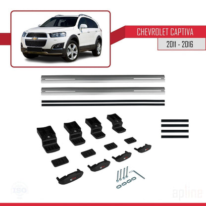 Compatible avec Chevrolet Captiva 2011-2015 BASIC Model Barres de Toit Railing Porte-Bagages de Voiture Gris Aluminium 2 Barres