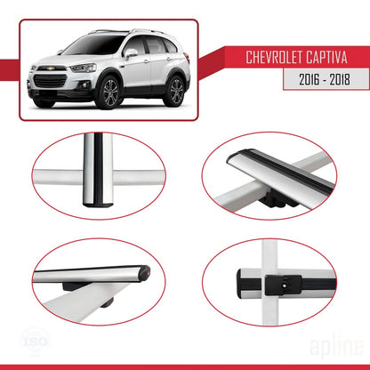 Compatible avec Chevrolet Captiva 2016-2018 BASIC Model Barres de Toit Railing Porte-Bagages de Voiture Gris Aluminium 3 Barres