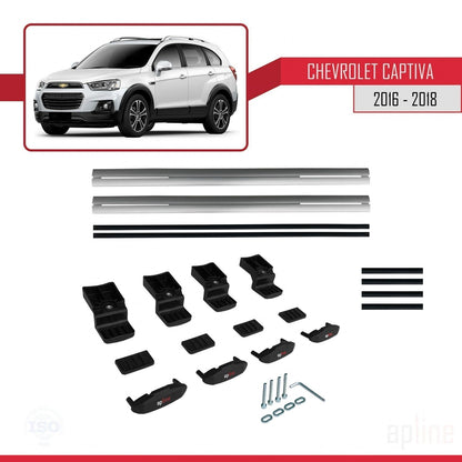 Compatible avec Chevrolet Captiva 2016-2018 BASIC Model Barres de Toit Railing Porte-Bagages de Voiture Gris Aluminium 2 Barres