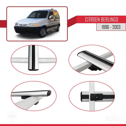 Compatible con Citroen Berlingo (M49) 1996-2003 BASIC Model Barras de Techo Auto Portaequipajes Barras Transversales Gris Aluminio 3 Barras