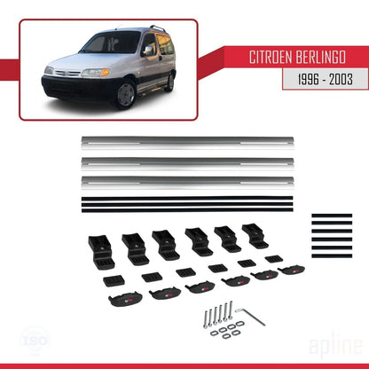 Compatible con Citroen Berlingo (M49) 1996-2003 BASIC Model Barras de Techo Auto Portaequipajes Barras Transversales Gris Aluminio 3 Barras