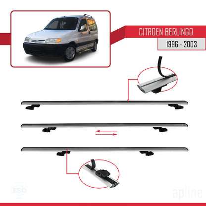 Compatible con Citroen Berlingo (M49) 1996-2003 BASIC Model Barras de Techo Auto Portaequipajes Barras Transversales Gris Aluminio 4 Barras