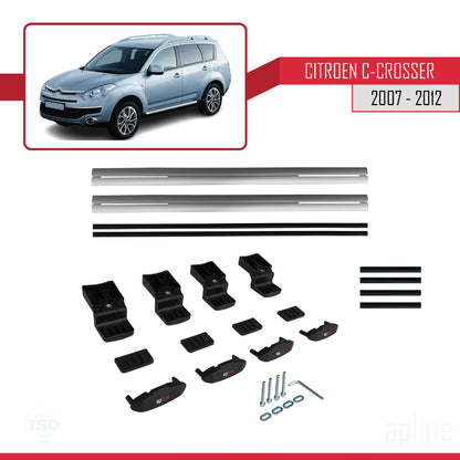 Compatible avec Citroen C-Crosser 2007-2012 BASIC Model Barres de Toit Railing Porte-Bagages de Voiture Gris Aluminium 2 Barres