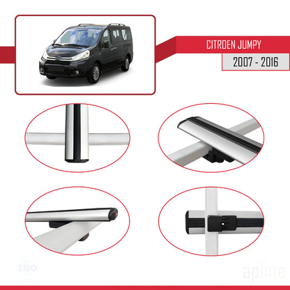 Compatible avec Citroen Jumpy 2 (G9) 2007-2016 BASIC Model Barres de Toit Railing Porte-Bagages de Voiture Gris Aluminium 4 Barres